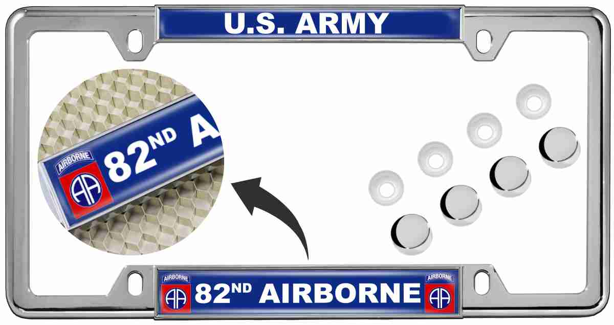 U.S. Army 82nd Airborne - Car Metal License Plate Frame